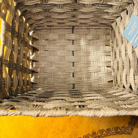 Whitmor Split Rattique Gray Wash Small Tote Sturdy Baskets Set of 3 NEW - Picture 10 of 13